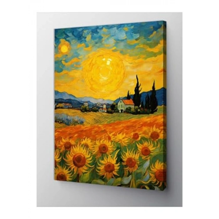 50x70 cm Boyutunda Van Gogh Tarzı Ayçiçekleri Kanvas Tablo