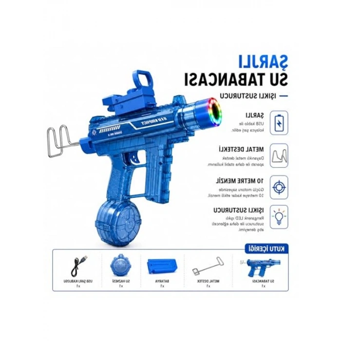 51 CM Uzunluğunda LED Işıklı Su Tabancası, 10 Metre Menzilli Eğlenceli Oyun
