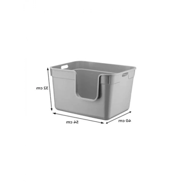 54x40x32 cm Yarı Açık Kedi Tuvaleti - Gri