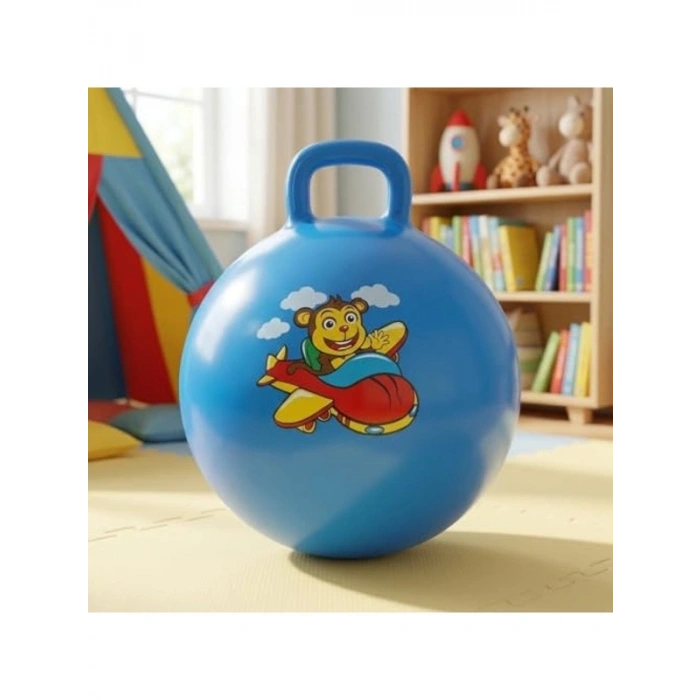 55 cm Mavi Pilates Topu, Tutma Saplı, Egzersiz için Uygun