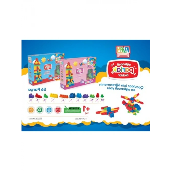 56 Parça Parlak Renkli Yapı Blokları Seti