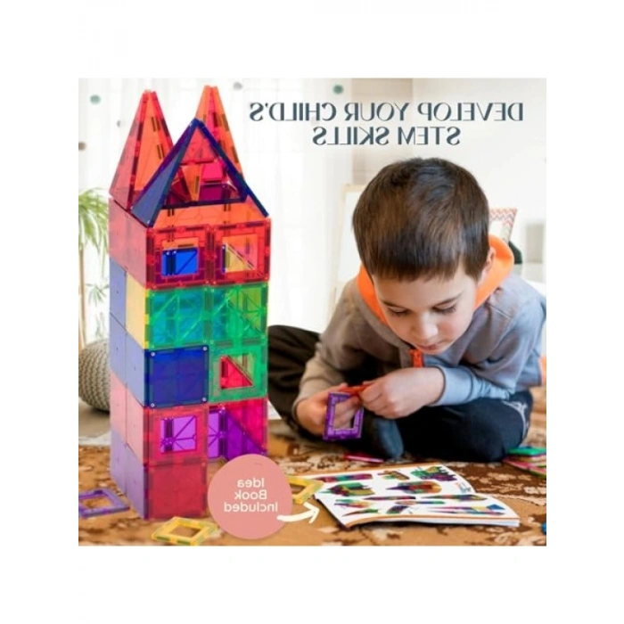56 Parça Renkli Manyetik Blok Seti - STEM Eğitici Oyuncak