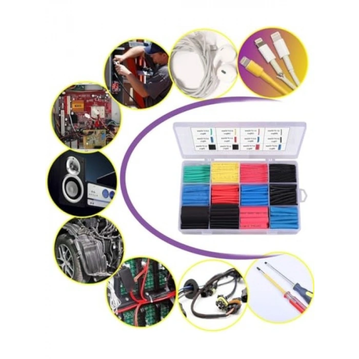 560 Parça Isıyla Daralan Makaron Seti - Renkli ve Farklı Çaplarda