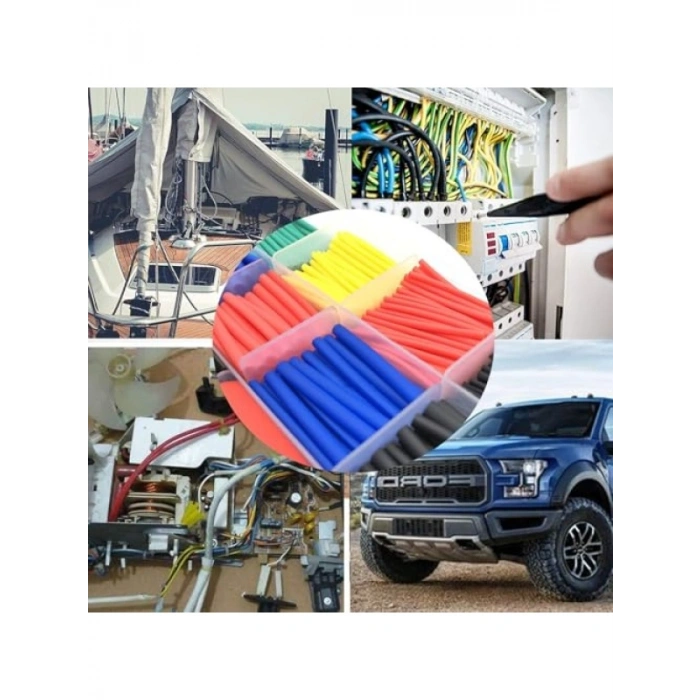 560 Parça Isıyla Daralan Makaron Seti - Renkli ve Farklı Çaplarda