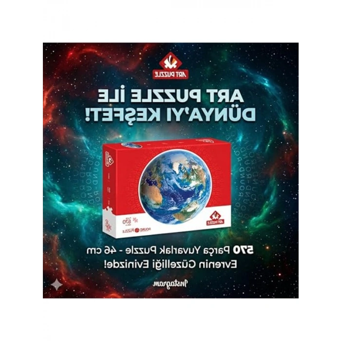 570 Parçalı Dünya Temalı Round Puzzle Seti