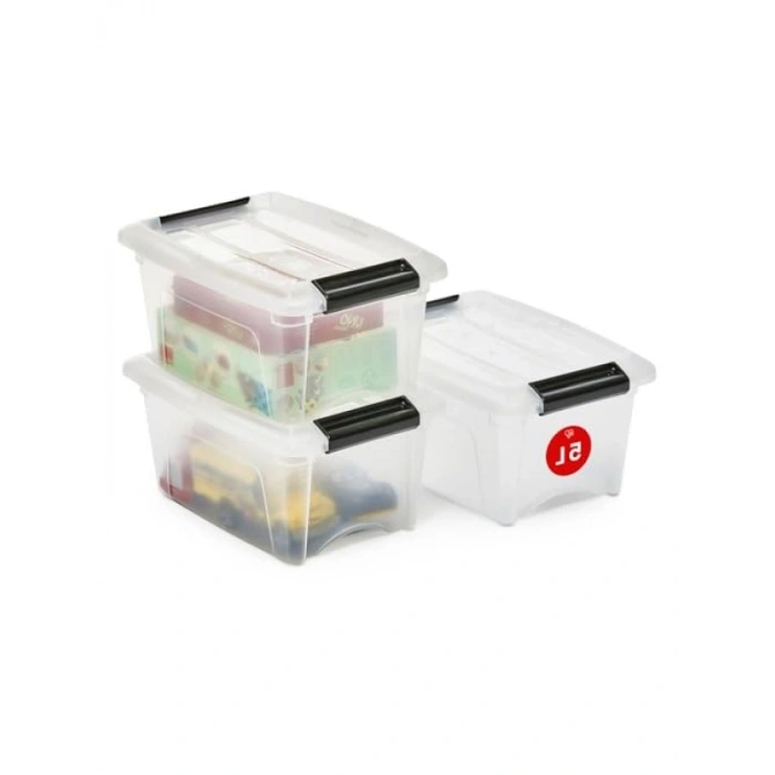 5L Kapasiteli Şeffaf Saklama Kutusu Seti (3 Adet)