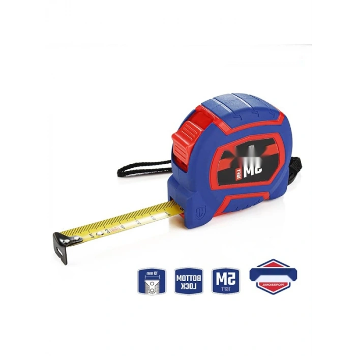 5m x 19mm Naylon Kaplama Sarı Çelik Şerit Metre