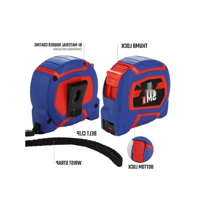 5m x 19mm Naylon Kaplama Sarı Çelik Şerit Metre