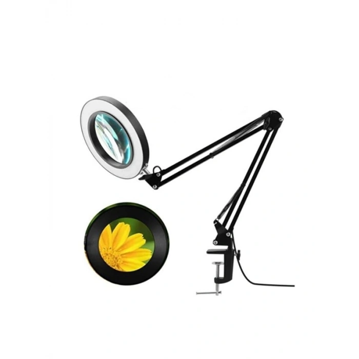 5X HD Büyüteçli LED Masa Lambası - 3 Işık Modu