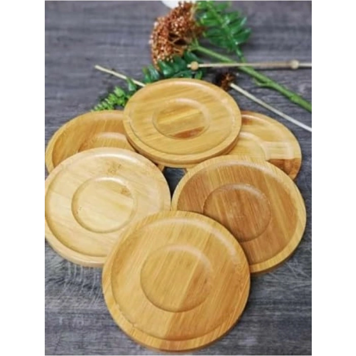 6 Adet Bambu Çay Tabağı - Estetik ve Doğal