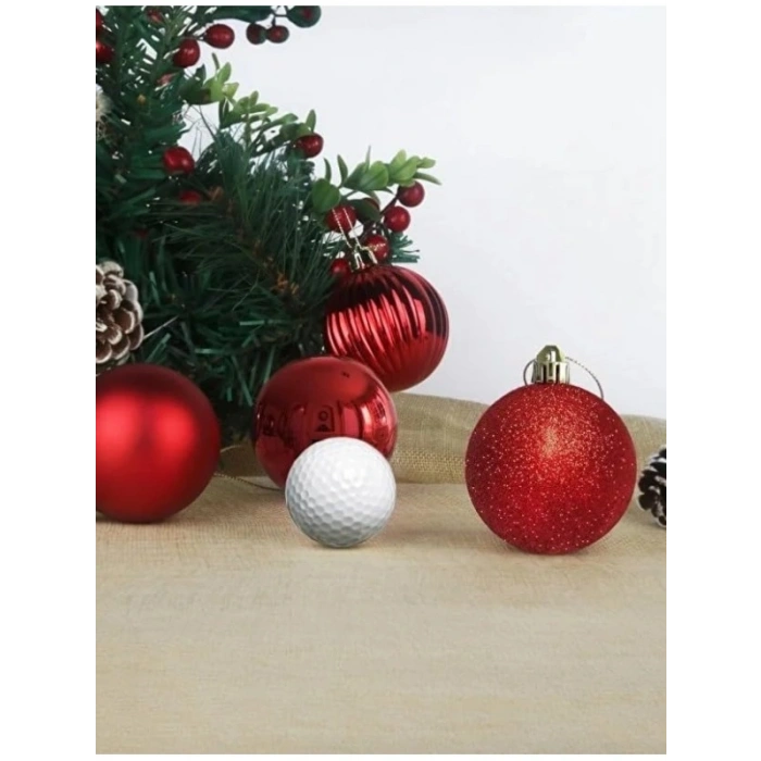 6 Adet Kırmızı 5 cm Yılbaşı Topu, Noel Ağacı Süsü