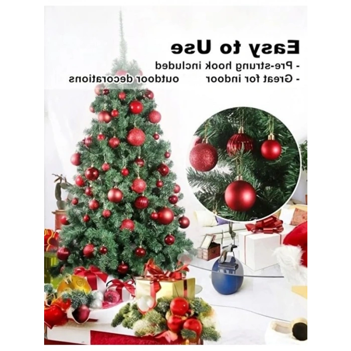 6 Adet Kırmızı 5 cm Yılbaşı Topu, Noel Ağacı Süsü