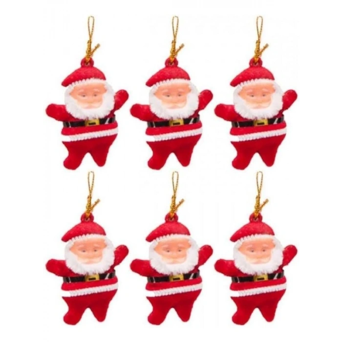 6 Adet Mini Yılbaşı Ağacı Süsü - Noel Baba Temalı
