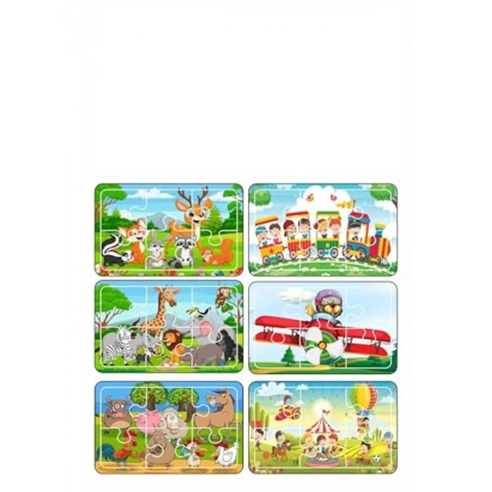 6 Adet Puzzle Seti, 6 Parça Renkli Eğlence
