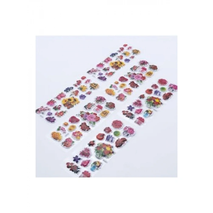 6 Adet Renkli Çiçek Kabartmalı Yapışkan Sticker