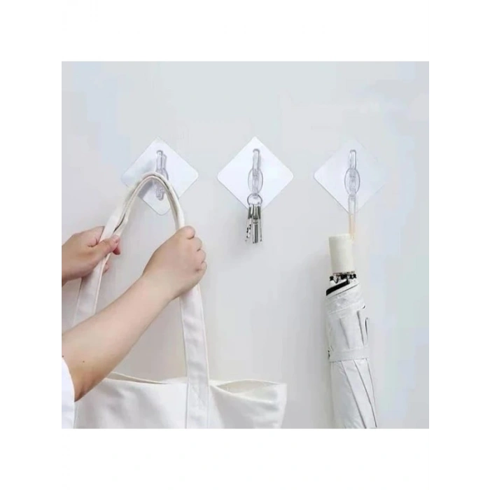 6 Adet Şeffaf Kendinden Yapışkanlı Askı - Çok Amaçlı