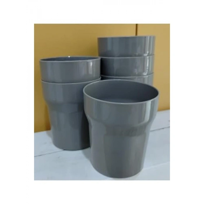 6 Adet Sert Plastik Piknik Bardağı, Gri Renkli Set