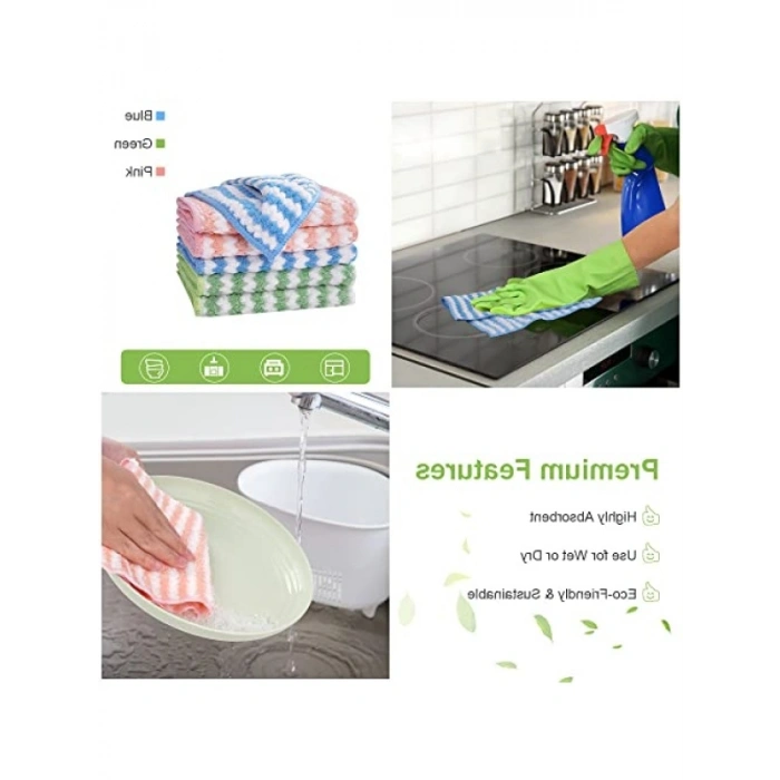 6 Adet Süper Emici Mikrofiber Temizlik Bezi - 25x25 cm