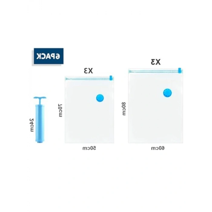 6 Adet Vakumlu Torba Seti - Kıyafet ve Yatak Örtüsü Saklama