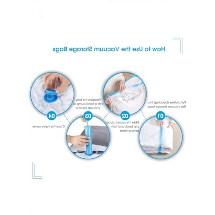 6 Adet Vakumlu Torba Seti - Kıyafet ve Yatak Örtüsü Saklama