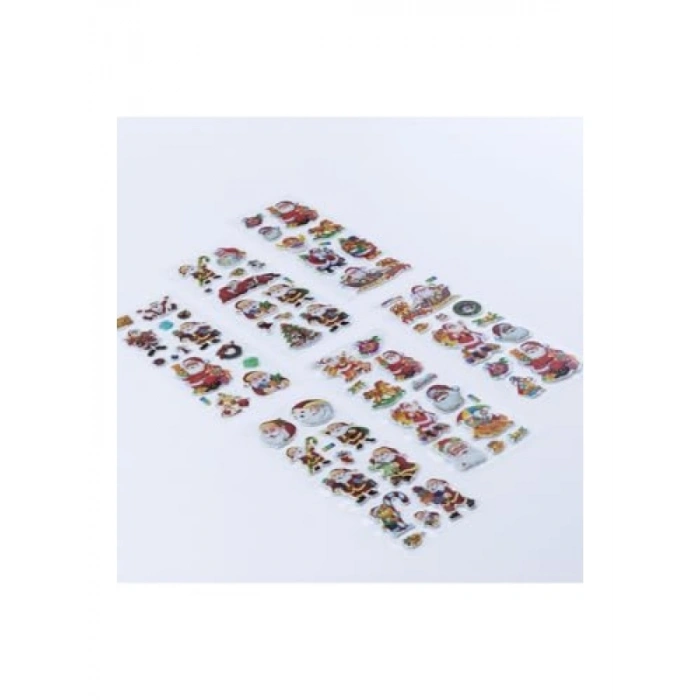 6 Adet Yılbaşı Kabartmalı Sticker Seti - Renkli ve Eğlenceli