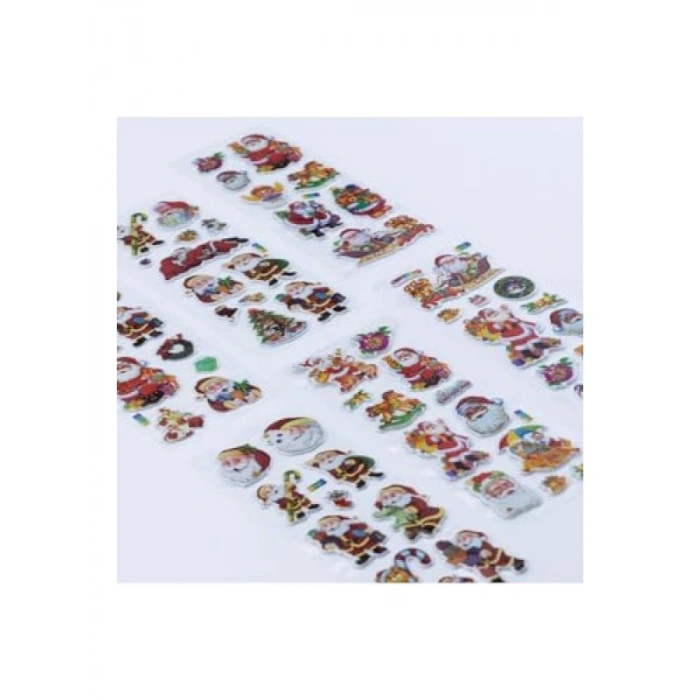 6 Adet Yılbaşı Kabartmalı Sticker Seti - Renkli ve Eğlenceli