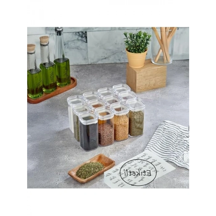 6lı Akrilik Vakum Kapaklı Baharatlık Seti (300ml)