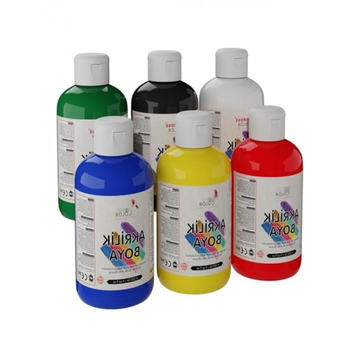 6lı Ana Renkler Akrilik Boya Seti - 250gr