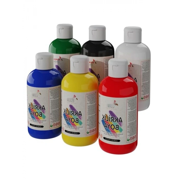 6lı Ana Renkler Akrilik Boya Seti - 250gr