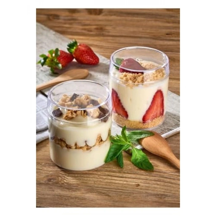 6lı Kapaklı Tiramisu Kabı, Şeffaf Mika, Buzdolabı Uygun