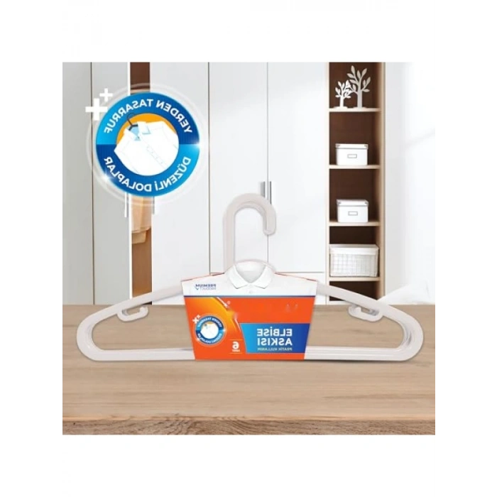 6lı Kıyafet Askısı Seti (Beyaz/Siyah)