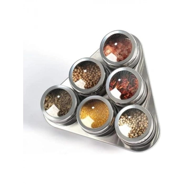 6lı Manyetik Baharatlık Seti - Paslanmaz Çelik