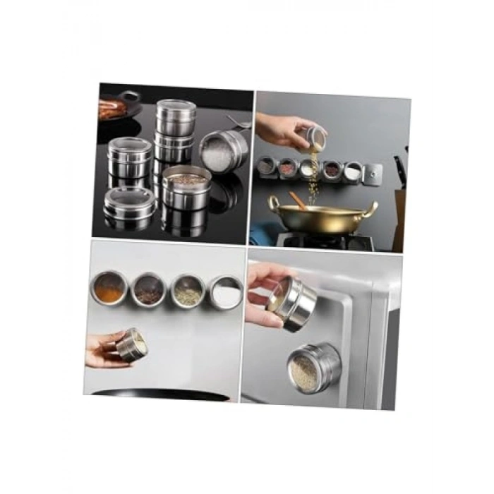 6lı Manyetik Baharatlık Seti - Paslanmaz Çelik