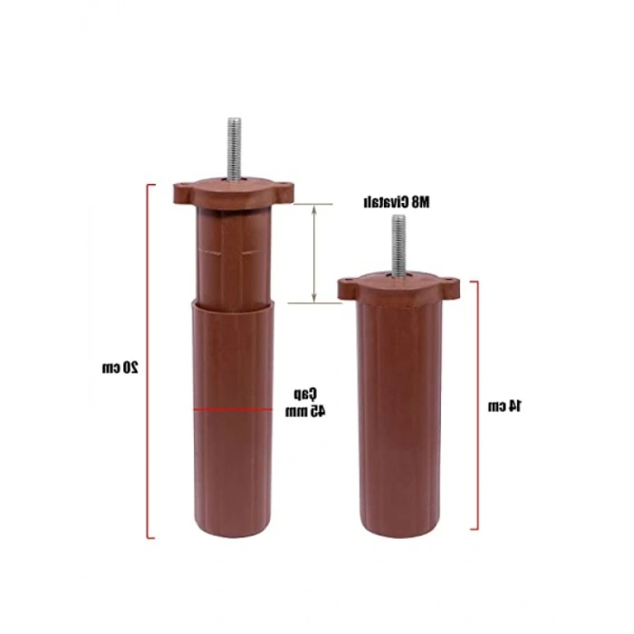 6lı Mobilya Destek Ayağı Seti - 15 cm, Kahverengi