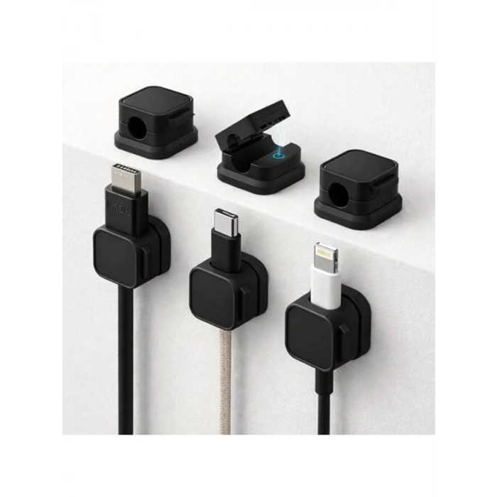 6lı Siyah Masa Kablo Düzenleyici Seti, Şarj Kablosu Organizer Klips
