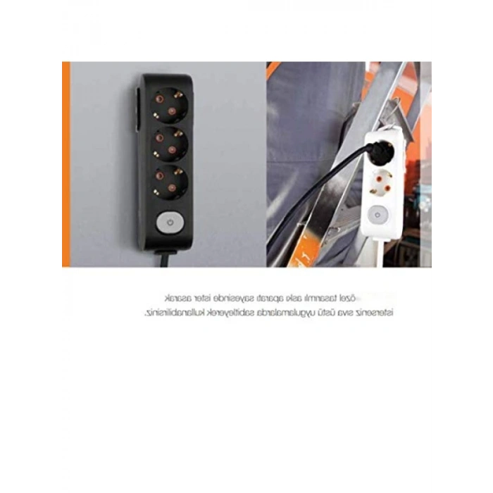 6lı Topraklı Kablolu Çocuk Korumalı Priz - 5 Metre