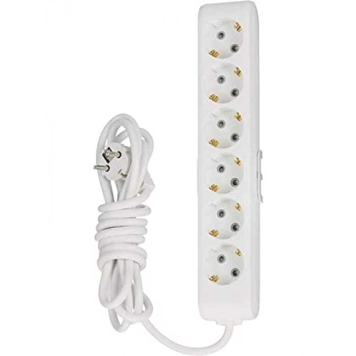 6lı Topraklı Kablolu Priz - 3 Metre Uzunluk