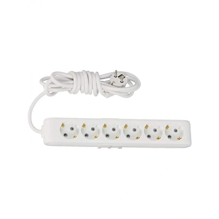 6lı Topraklı Kablolu Priz - 3 Metre Uzunluk