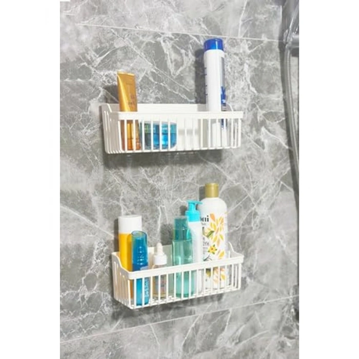 6lı Yapışkanlı Banyo Düzenleyici Seti, Beyaz Renk