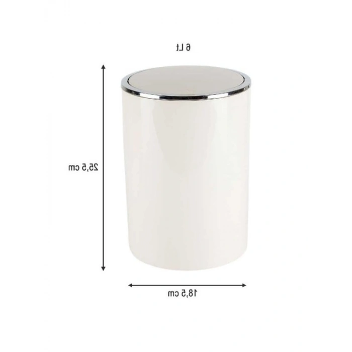 6 Lt Hacimli Parlak Plastik Çöp Kovası - Bej