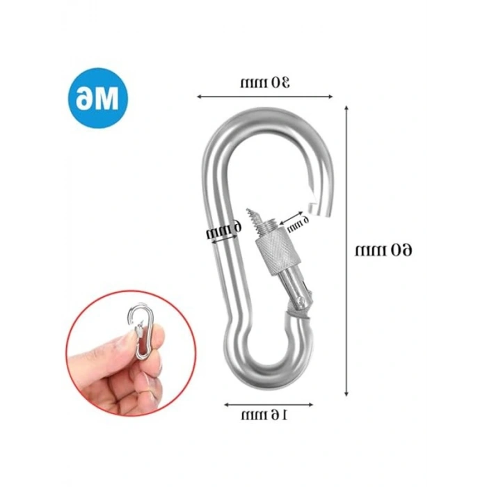 6 MM Kilitli Karabina, Dağcılık ve Kamp İçin Dayanıklı Kanca