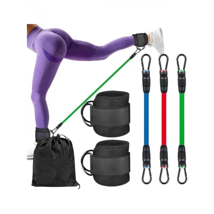 6 Parça Bacak Egzersiz Seti ile Direnç Lastiği