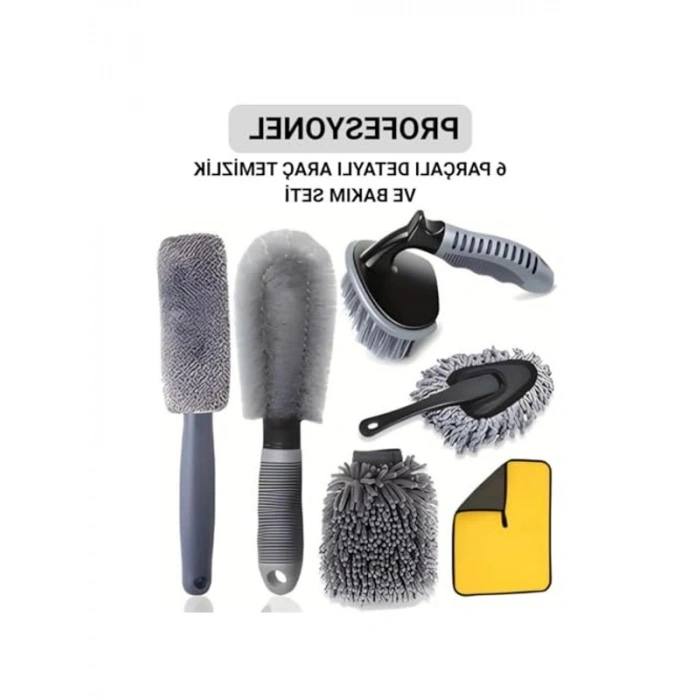 6 Parça Profesyonel Oto Yıkama Seti, Yıkama Eldiveni ve Fırçalar