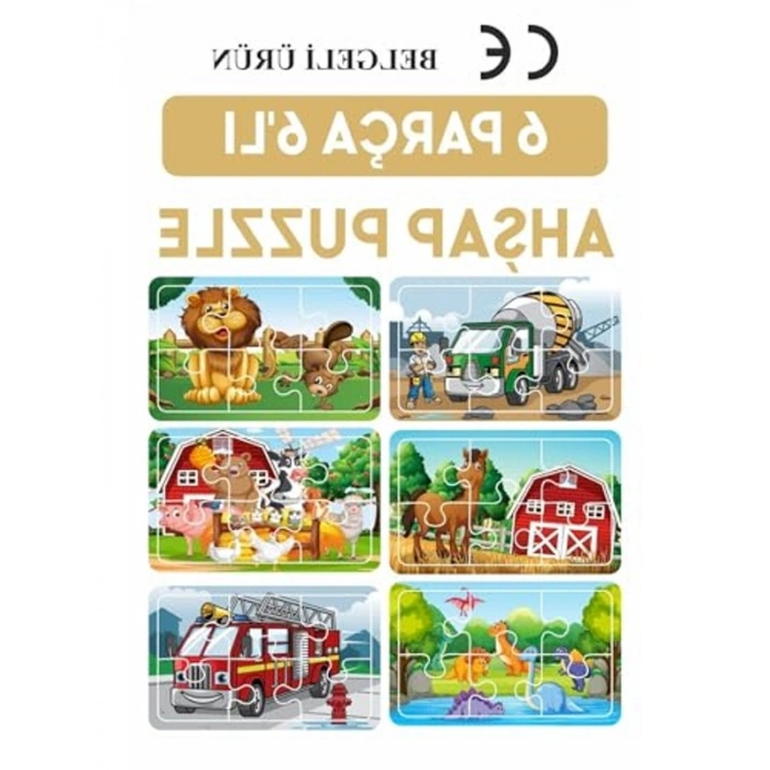 6 Parça Puzzle Seti, 6 Adet Farklı Şekilde Eğlenceli Oyun Deneyimi