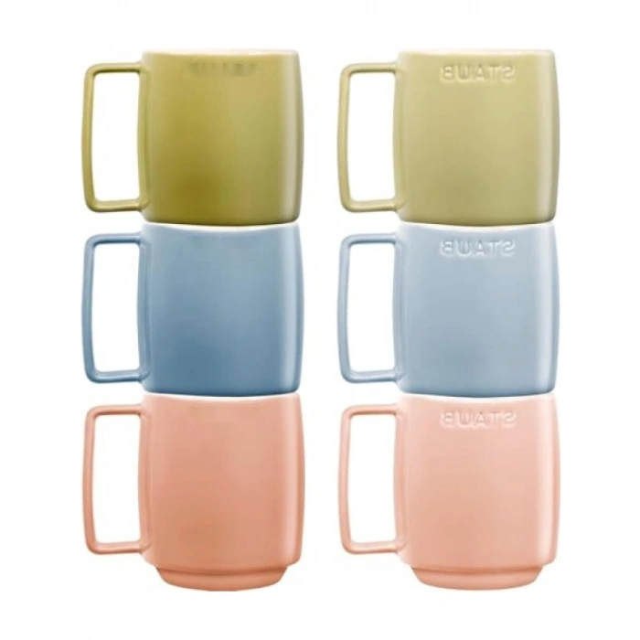 6 Parça Renkli Seramik Kupa Seti, 350 ml