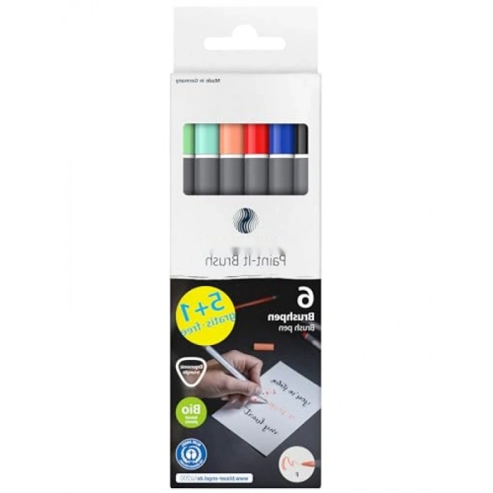 6 Renkli Fırçalı Kalem Seti - Pastel Tonları