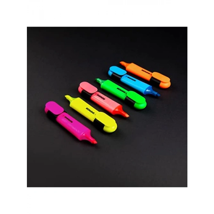 6 Renkli Fosforlu Kalem Seti - Parlak, Canlı Renkler