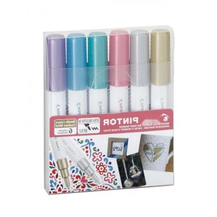 6 Renkli Metalik Boya Seti - PINTOR