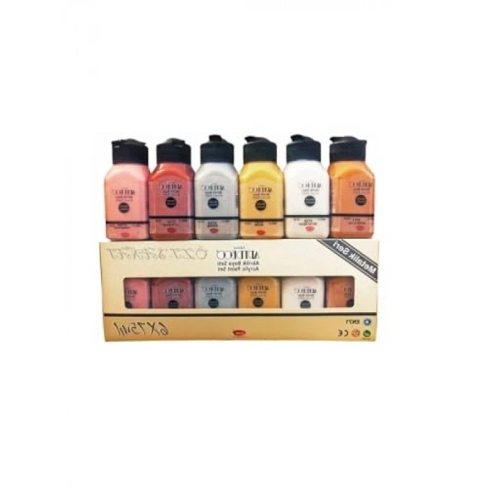 6 x 75 ml Akrilik Metalik Boya Seti