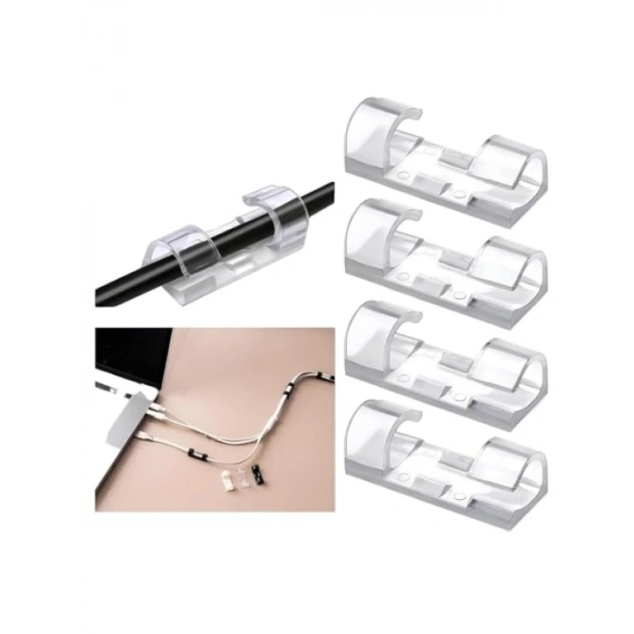 60 Adet Kablo Düzenleyici Klips Seti - Yapışkanlı Organizer